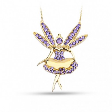 Kanatlı Balerin 14K Altın Kolye
