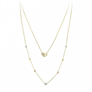 Kalpli Çift Zincir 14K Altın Kolye