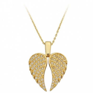 Kalp Figürlü Melek Kanadı 14K Altın Kolye