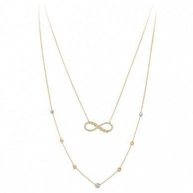 Çift Zincir Sonsuzluk 14K Altın Kolye