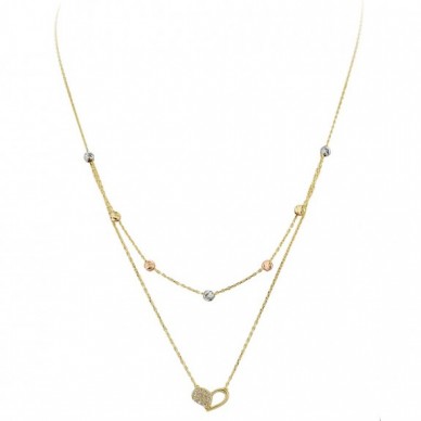 Çift Zincir Kalbimin Yarısı 14K Altın Kolye