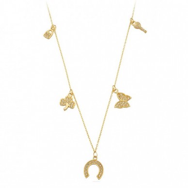 Model 9 Karma Sıralı Figürler 14K Altın Şans Kolye