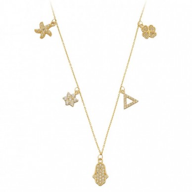 Model 8 Karma Sıralı Figürler 14K Altın Şans Kolye