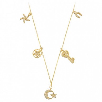 Model 7 Karma Sıralı Figürler 14K Altın Şans Kolye