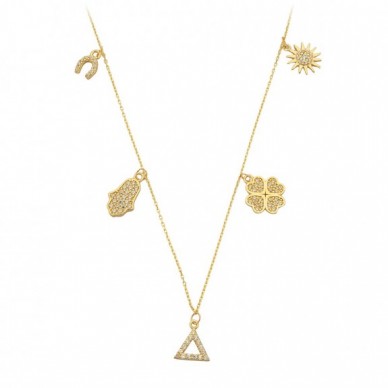 Model 6 Karma Sıralı Figürler 14K Altın Şans Kolye