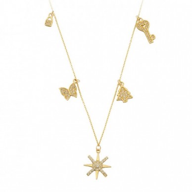 Model 5 Karma Sıralı Figürler 14K Altın Şans Kolye