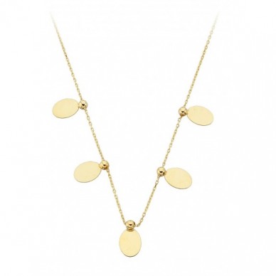 Oval Pullu Zincir 14K Altın Kolye