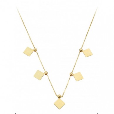 Kare Pullu Zincir Altın 14K Kolye