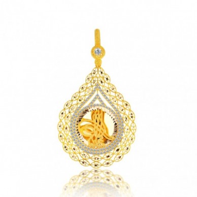 Çeyrek Boy Tuğra 14K Altın Kolye Model 38