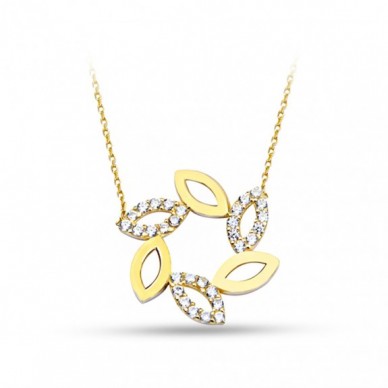 Yaprak Spiral Halka 14K Altın Kolye