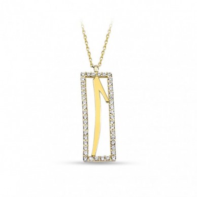 Çerçeveli Elif 14K Altın Kolye