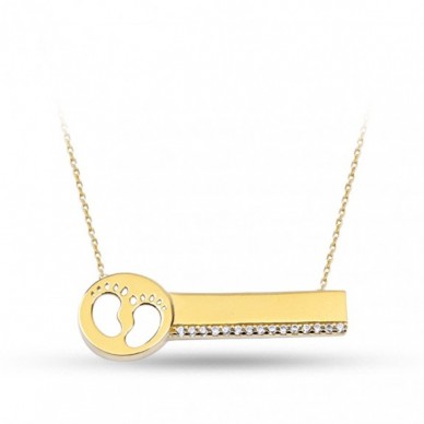 Anne Çocuk İsimli Ayak İzi Plaka 14K Altın Kolye