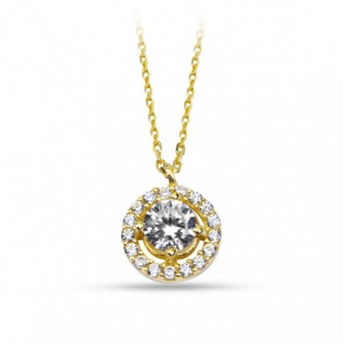 Çerçeveli Tektaş 14K Altın Kolye