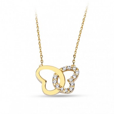 İç İçe Kelebek 14K Altın Kolye