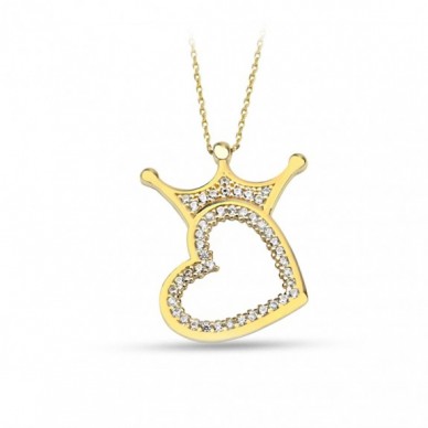 Kalp Tacı 14K Altın Kolye