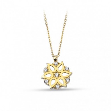 Mini Spiral Zarif Çiçek 14K Altın Kolye