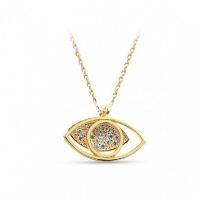 Hareketli Sallantılı Göz 14K Altın Kolye