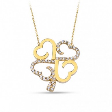 Tasarım Yonca 14K Altın Kolye