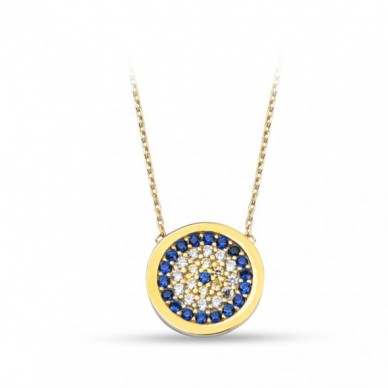 Çerçeveli Nazar Boncuğu 14K Altın Kolye