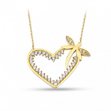 Yusufçuk Kalp 14K Altın Kolye