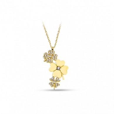 Üç Yonca 14K Altın Kolye