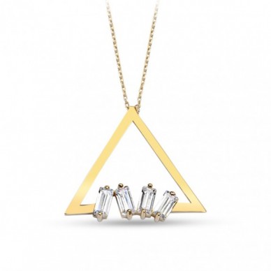 Üçgen Baget 14K Altın Kolye