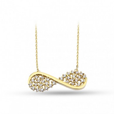 Serpme Taş Sonsuzluk 14K Altın Kolye