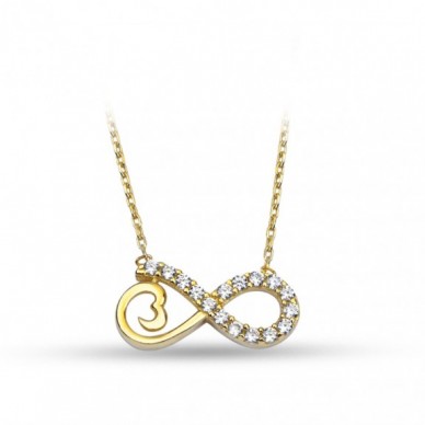 Mini Seri Estetik Kalpli Sonsuzluk 14K Altın Kolye