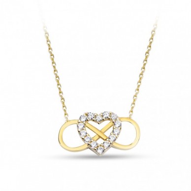 Sonsuz Düğüm Kalp 14K Altın Kolye