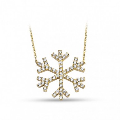 Büyük Kar Tanesi 14K Altın Kolye