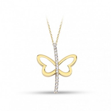 Tasarım Kelebek 14K Altın Kolye