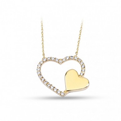 Kalbime Saklanmış Kalp 14K Altın Kolye