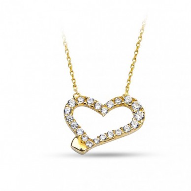 Kalp Temalı 14K Altın Kolye