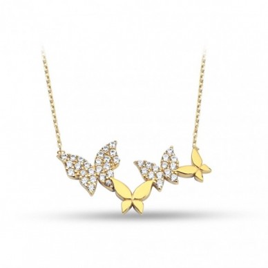 Kelebek Aile 14K Altın Kolye