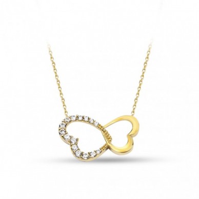 Kelebek Figürlü Kalp 14K Altın Kolye