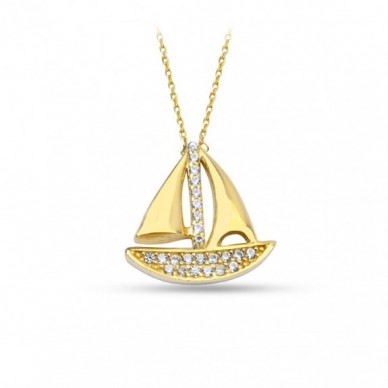 Yelkenli 14K Altın Kolye