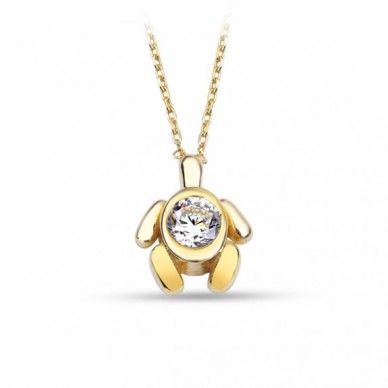 Tektaşlı Kaplumbağa 14K Altın Kolye