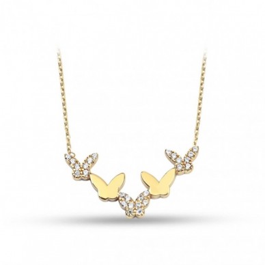 Dizili Kelebek Ailesi 14K Altın Kolye
