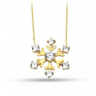 Işıltı Kar Tanesi 14K Altın Kolye