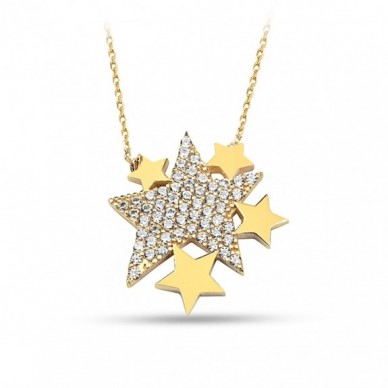 Çoklu Yıldız 14K Altın Kolye