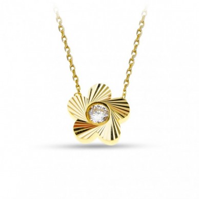 Tektaşlı Çiçek 14K Altın Kolye