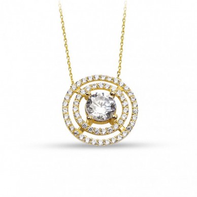 Büyük Taş Referanslı Çember 14K Altın Kolye