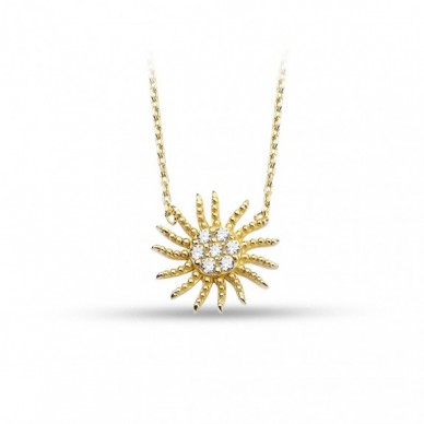 Benekli Güneş 14K Altın Kolye