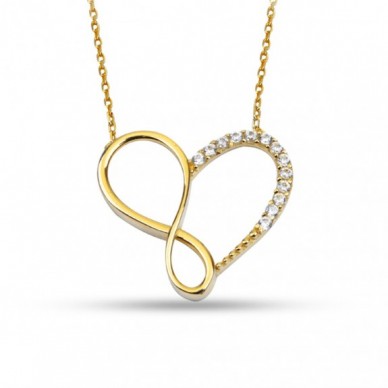 Estetik Sonsuzluk Kalp 14K Altın Kolye