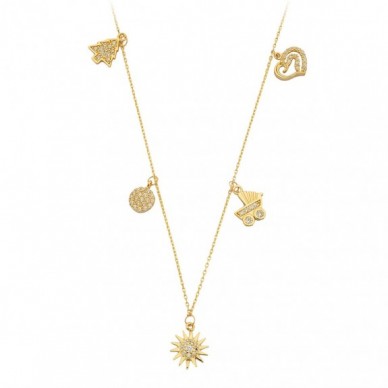 Model 10 Karma Sıralı Figürler 14K Altın Şans Kolye