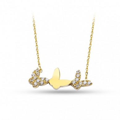 Mini Kelebekler 14K Altın Kolye