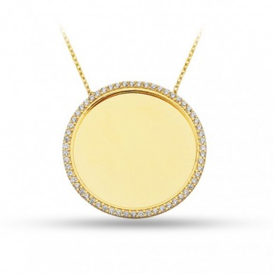 Küçük Boy İsim Yazılabilir Plaka 14K Altın Kolye