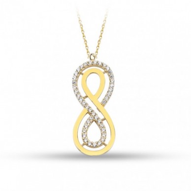 Dikey Sonsuzluk Tasarım 14K Altın Kolye