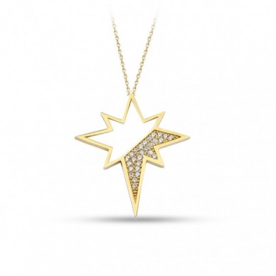 Kutup Yıldızı Tasarım 14K Altın Kolye