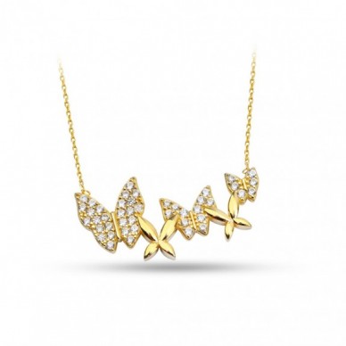 Kelebek Aile 14K Altın Kolye